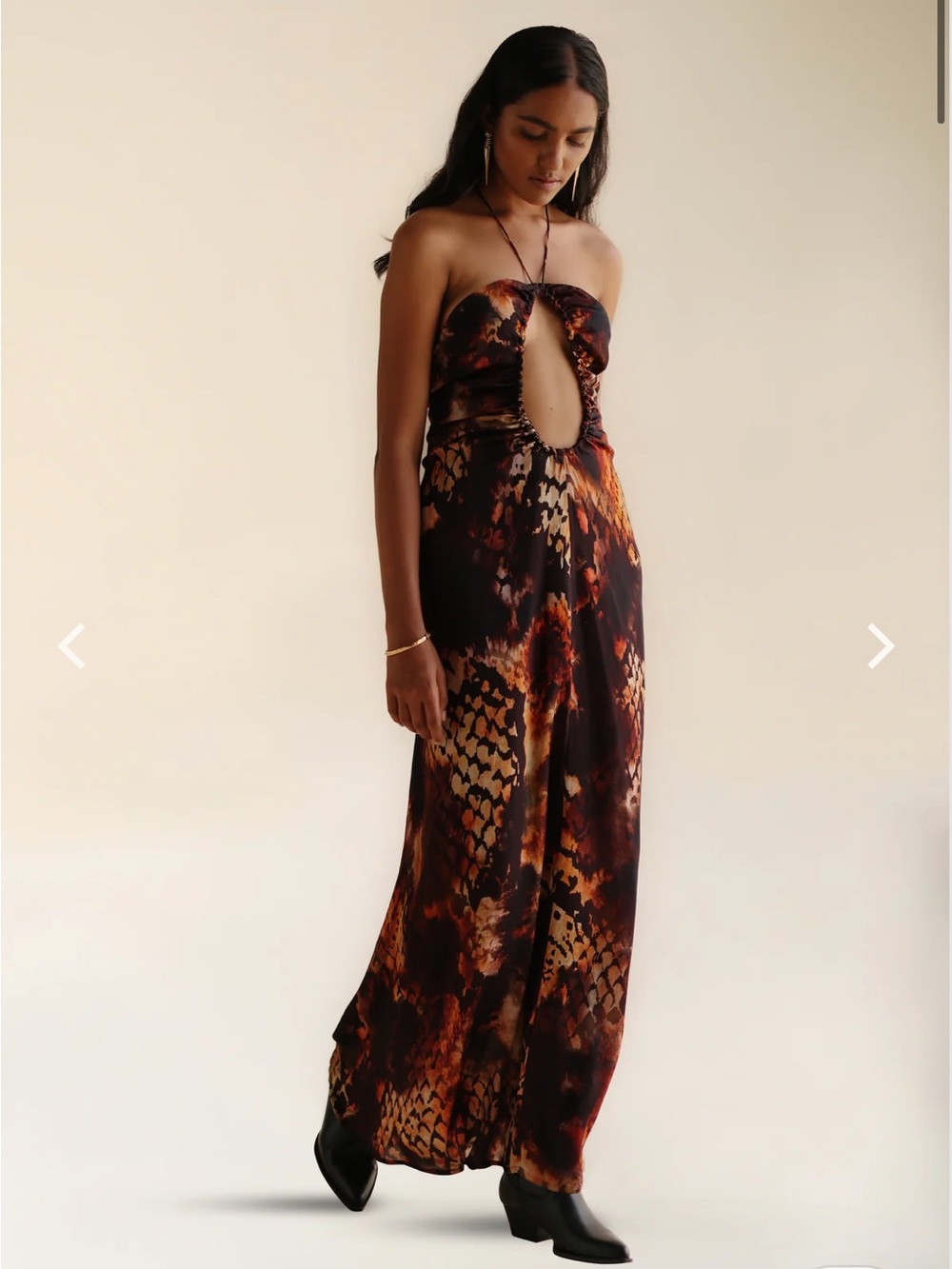 Fara Boutique ERIN MAXI DRESS in Burnt Orange & Black